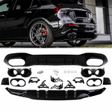 Performance Heckdiffusor Set + Blenden Schwarz - Passend für Mercedes A-Klasse W177 Hatchback
