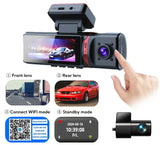 3-Kanal Auto Dashcam 4K - Front/Innen/Rück Überwachung mit GPS & WLAN + Hardwire Kit