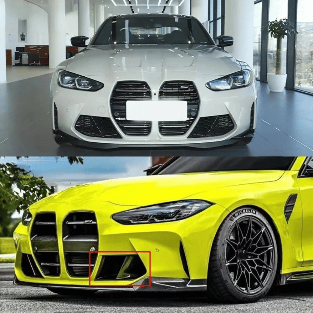 Lufteinlass-Abdeckungen Frontschürze für BMW M3 (G80) & M4 (G82 G83) – Carbon-Optik / Glanz-Schwarz