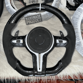 Alcantara Carbon Sportlenkrad mit weißer Zierleiste für BMW F - Serie - CarWorlds GmbH