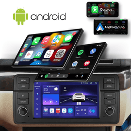 Android Navi für BMW 3er E46 mit Apple CarPlay – Passend für alle Modelle inkl. Compact, Subwoofer - und Rückfahrkamera - Anschluss