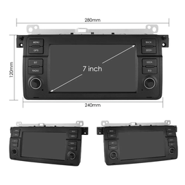 Android Navi für BMW 3er E46 mit Apple CarPlay – Passend für alle Modelle inkl. Compact, Subwoofer - und Rückfahrkamera - Anschluss