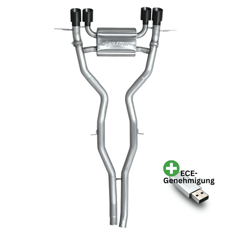 Aulitzky Auspuffanlage für BMW M3/M4 (G80/G81/G82/G83) S58 – ECE, 3" Edelstahl, Klappensteuerung, gestrahlt/ungestrahlt - CarWorlds GmbH