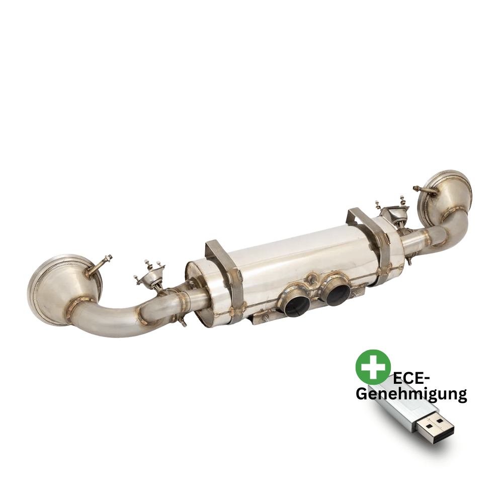 Aulitzky Exhaust | ECE Klappen‑Sportendschalldämpfer (76 mm) | für Porsche 911 GT3 / GT3 RS (992.1) & 911 Speedster (991.2) 4.0 | Variante: mit/ohne Thermo‑Isolierung - CarWorlds GmbH