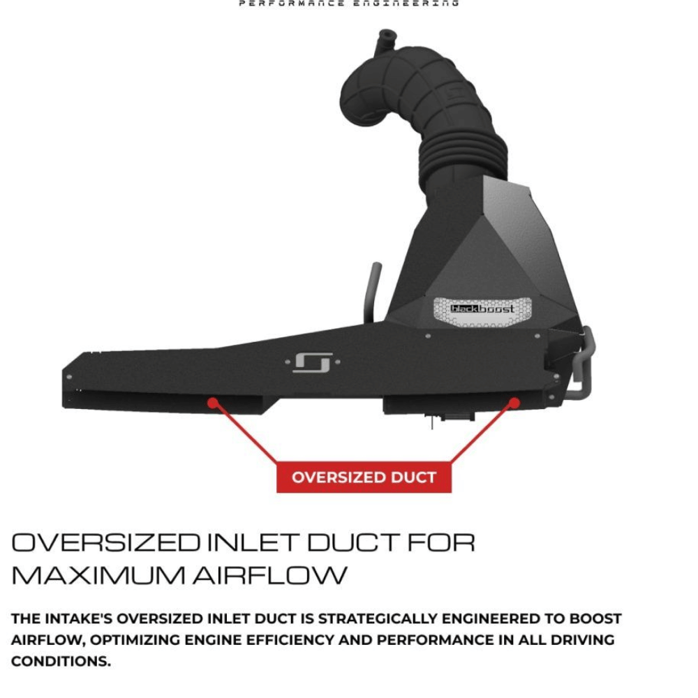 BlackBoost Cold Air Intake System für VW Golf 8 GTI / Clubsport / R (EA888 Gen.4) – 5.5" Twin - Flow Trockenfilter, Plug & Play - CarWorlds GmbH