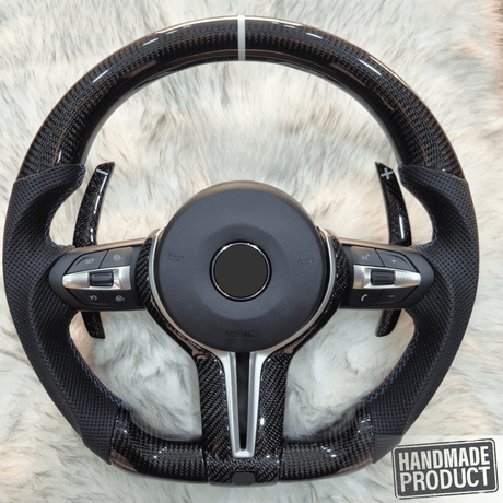Carbon Fiber Sportlenkrad mit Silber - Trim für BMW F - Serie - CarWorlds GmbH