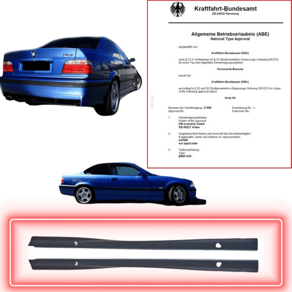 E36 Seitenschweller SET - ABS Kunststoff +MONTAGEKIT ABE* passt für BMW E36 auch M M3 - CarWorlds GmbH