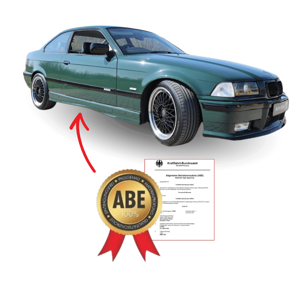 E36 Seitenschweller SET - ABS Kunststoff +MONTAGEKIT ABE* passt für BMW E36 auch M M3 - CarWorlds GmbH