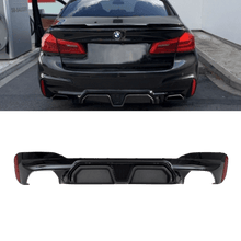 Load image into Gallery viewer, Evo Heckdiffusor Schwarz glanz Carbon lackiert passt für BMW 5er G30 G31 M Paket nicht M5 CS - CarWorlds GmbH