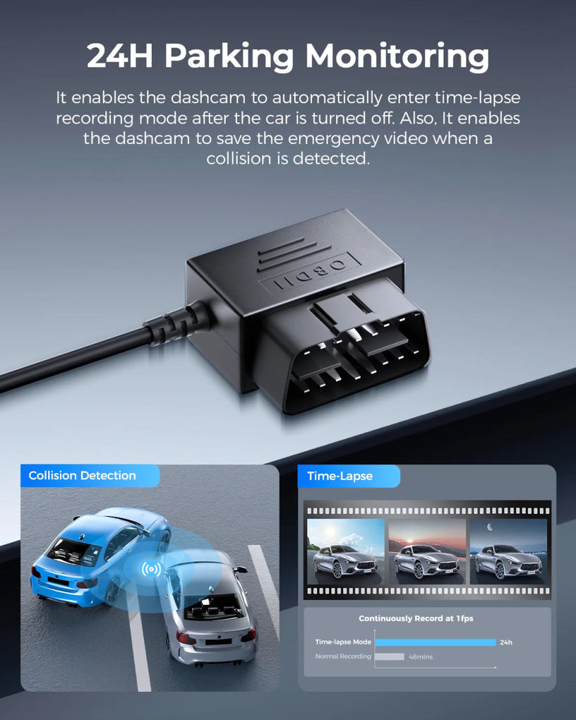 Hardwire Kit OBD USB Typ C - Dashcam Festinstallation über OBD - Port - CarWorlds GmbH