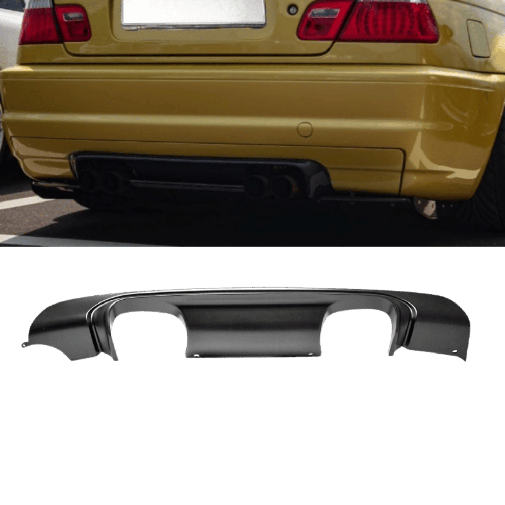 Heckdiffusor Ansatz Schwarz Matt Duplex passt für BMW 3er E46 Limousine Coupe Cabriolet Touring mit M - Paket CSL - CarWorlds GmbH