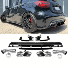 Load image into Gallery viewer, Heckdiffusor Set Schwarz + Rote Leiste &amp; Blenden - Passend für Mercedes A - Klasse W176 - CarWorlds GmbH