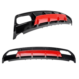 Heckdiffusor Set Schwarz + Rote Leiste & Blenden - Passend für Mercedes A - Klasse W176 - CarWorlds GmbH