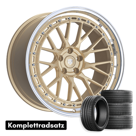 Komplettradsatz Raffa Wheels RFS - 04 | Forged Series | Champagner Polished Lip 10,5x20 & 11,5x21 | BMW M4 G82 G83 - CarWorlds GmbH
