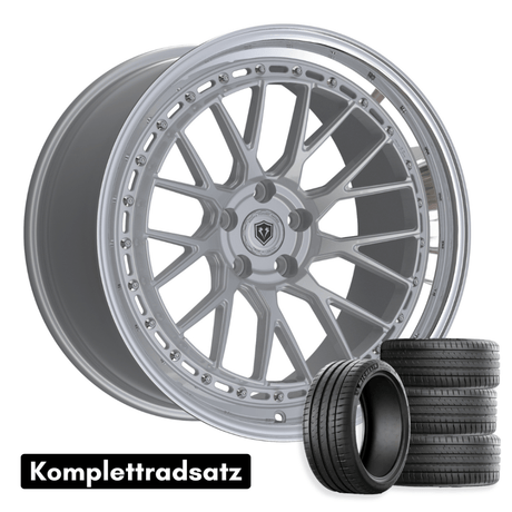 Komplettradsatz Raffa Wheels RFS - 04 | Forged Series | Silver Polished Lip 10,5x20 & 11,5x21 | BMW M3 G80 / G81 Touring - CarWorlds GmbH
