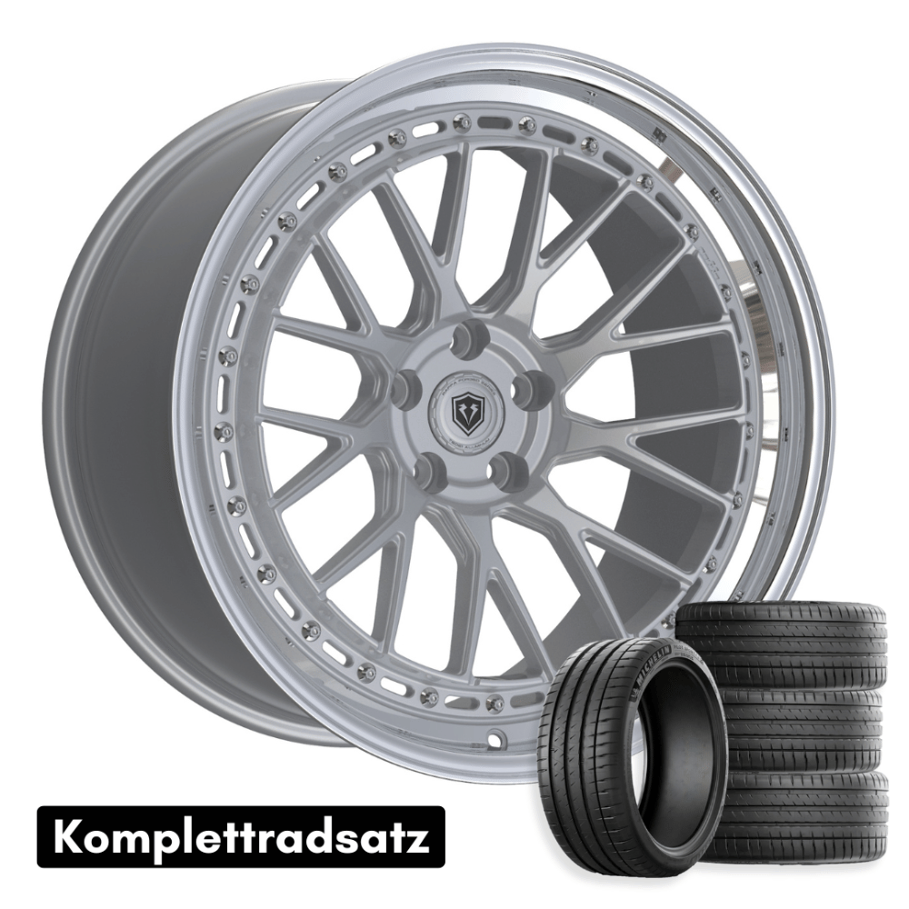 Komplettradsatz Raffa Wheels RFS - 04 | Forged Series | Silver Polished Lip 9,5x20 & 11x20 | BMW M3 F80 / M4 F82 - CarWorlds GmbH