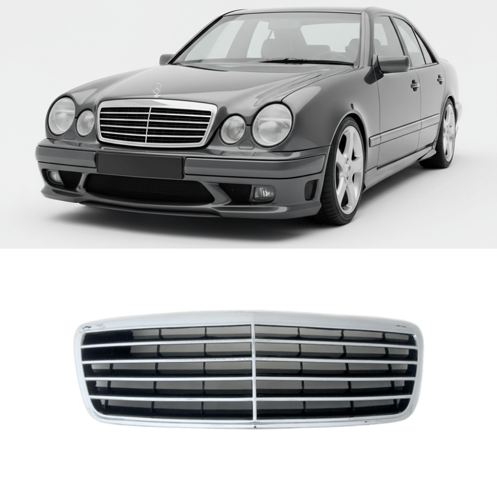 Kühlergrill Avantgarde Optik Chrom - Passend für Mercedes E - Klasse W210 S210 Mopf 1999 - 2002 - CarWorlds GmbH