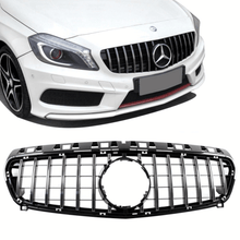 Load image into Gallery viewer, Kühlergrill Schwarz Chrom Sportgrill - Passend für Mercedes A - Klasse W176 Vorfacelift - CarWorlds GmbH