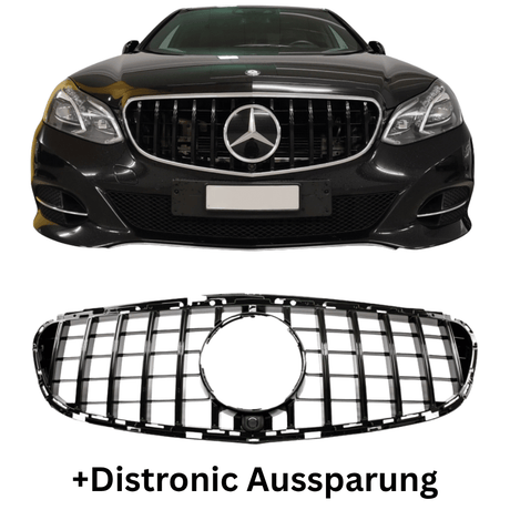 Kühlergrill Schwarz Sport - Passend für Panamericana GT Mercedes E - Klasse W212 S212 Facelift 2013 - 2016 + Distronic Aussparung - CarWorlds GmbH