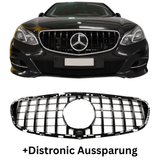 Kühlergrill Schwarz Sport - Passend für Panamericana GT Mercedes E-Klasse W212 S212 Facelift 2013-2016 + Distronic Aussparung