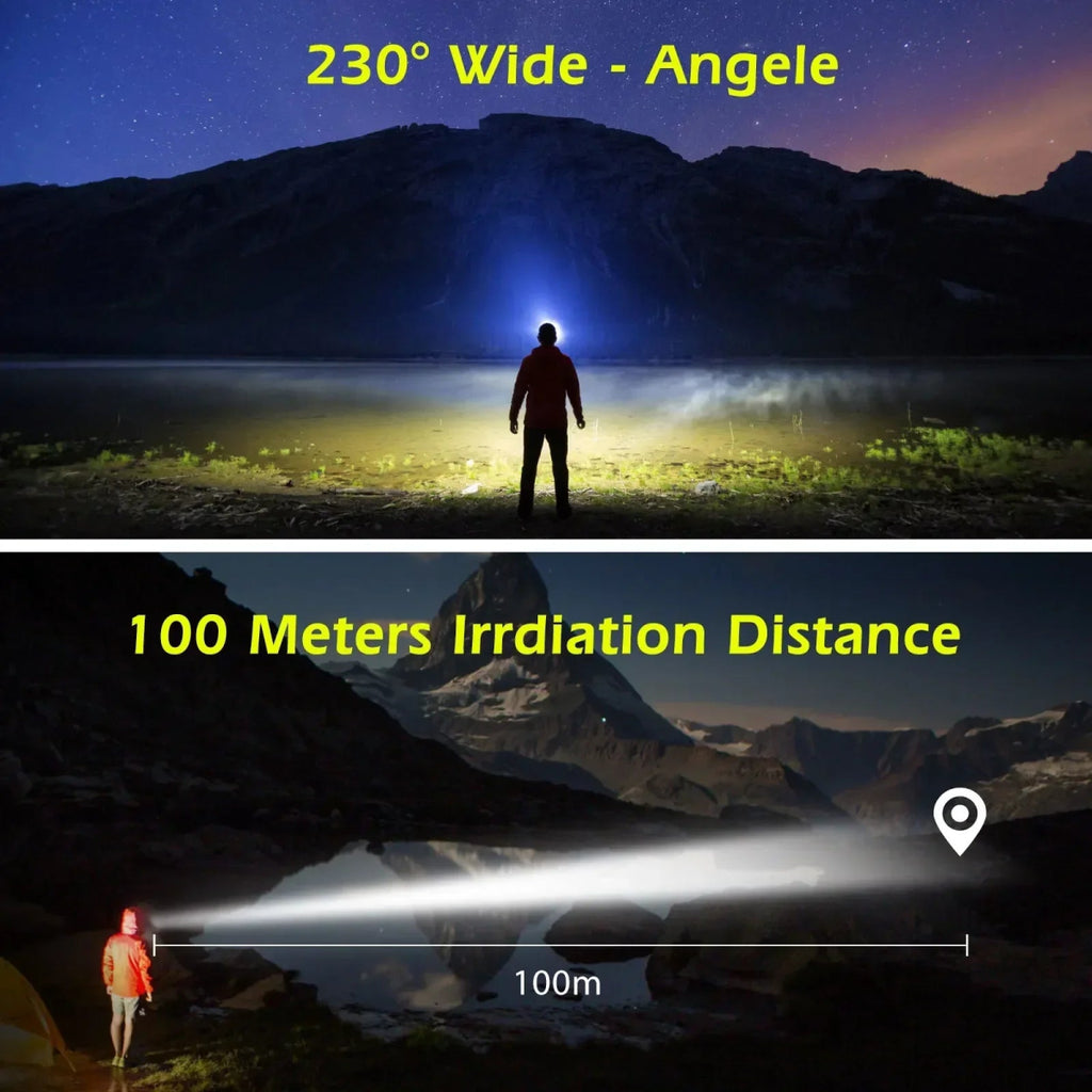LED Kopflampe 2000 Lumen | Stirnlampe mit Seitenleuchte USB - C | Wasserdichte Arbeitslampe - CarWorlds GmbH