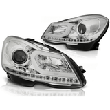 LED Scheinwerfer mit Tagfahrlicht für Mercedes C-Klasse W204 (2007-2010) - Chrom