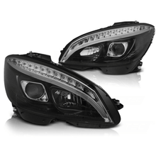 Laden Sie das Bild in den Galerie-Viewer, LED Scheinwerfer mit Tagfahrlicht für Mercedes C - Klasse W204 (2007 - 2010) - Schwarz - CarWorlds GmbH