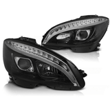 LED Scheinwerfer mit Tagfahrlicht für Mercedes C-Klasse W204 (2007-2010) - Schwarz