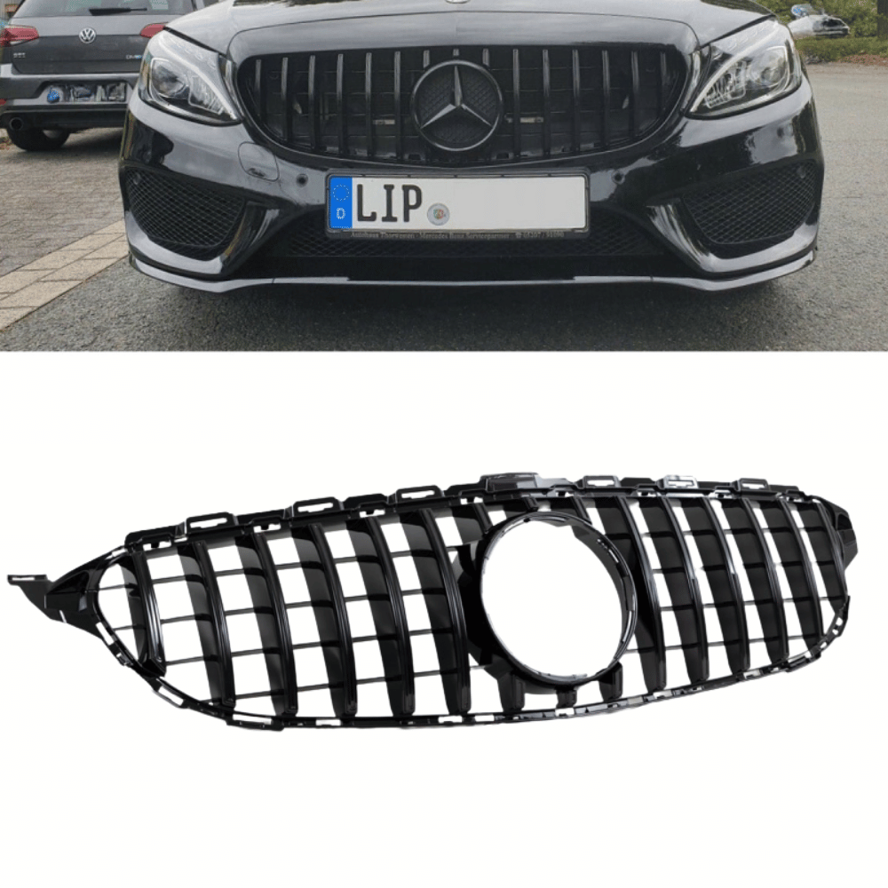 Panamericana Grill Schwarz Glanz für Mercedes C - Klasse W205/S205/C205/A205 (2014 - 2018) - CarWorlds GmbH