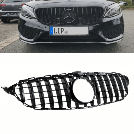 Panamericana Grill Schwarz Glanz für Mercedes C - Klasse W205/S205/C205/A205 (2014 - 2018) - CarWorlds GmbH