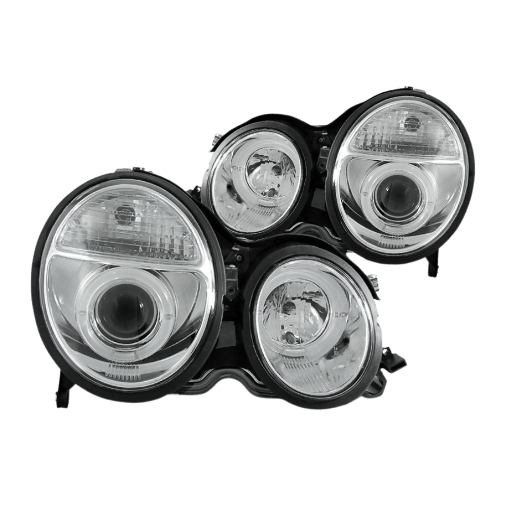 Scheinwerfer Angel Eyes LED Chrom - Passend für Mercedes E - Klasse W210 1999 - 2002 - CarWorlds GmbH