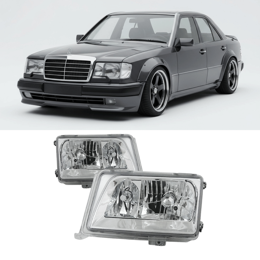 Scheinwerfer Upgrade Klarglas Chrom - Passend für Mercedes E - Klasse W124 1993 - 1995 - CarWorlds GmbH