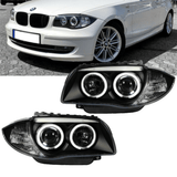 Set CCFL LED Angel Eyes Scheinwerfer Schwarz passt für BMW 1er E81 E87 E82 E88 - CarWorlds GmbH