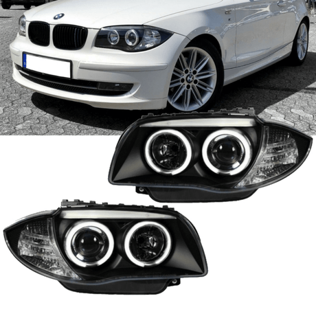 Set CCFL LED Angel Eyes Scheinwerfer Schwarz passt für BMW 1er E81 E87 E82 E88 - CarWorlds GmbH