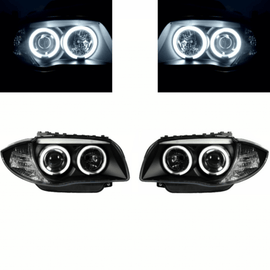 Set CCFL LED Angel Eyes Scheinwerfer Schwarz passt für BMW 1er E81 E87 E82 E88 - CarWorlds GmbH