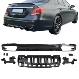 SET Heckdiffusor Schwarz Hochglanz - Passend für Mercedes E - Klasse W213 Limousine AMG - Line 2016+ - CarWorlds GmbH