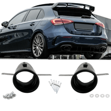 Load image into Gallery viewer, Sport Auspuffblenden Set 1 - Rohr Schwarz Lackiert - Passend für Mercedes A - Klasse W177 Hatchback - CarWorlds GmbH