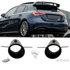 Sport Auspuffblenden Set 1 - Rohr Schwarz Lackiert - Passend für Mercedes A - Klasse W177 Hatchback - CarWorlds GmbH