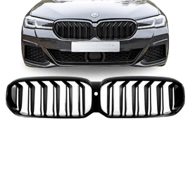 Sport Doppelsteg Kühlergrill schwarz passt für BMW 5er G30 G31 LCI Facelift mit Frontkamera - CarWorlds GmbH