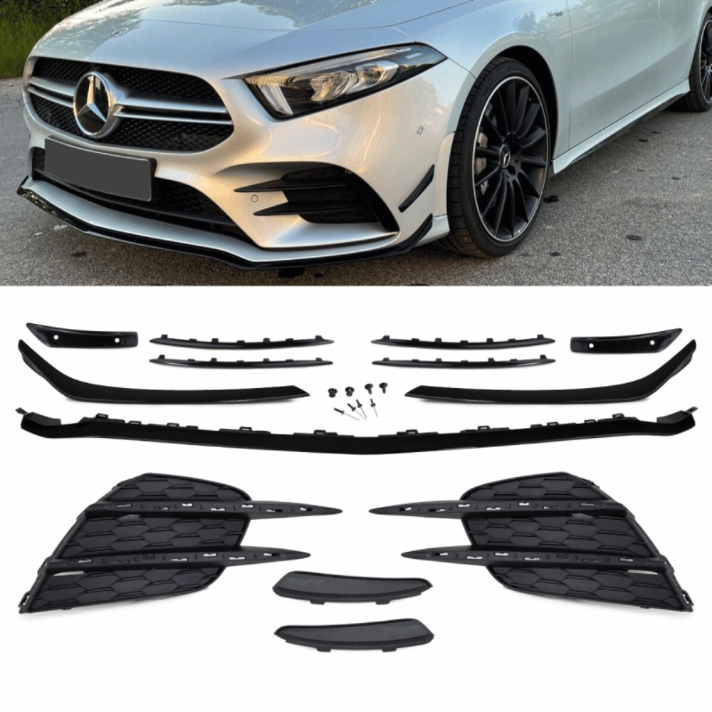 Sport - Frontspoiler Set Schwarz Komplett - Passend für Mercedes A - Klasse W177 - CarWorlds GmbH