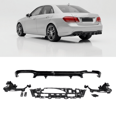 Sport - Heckdiffusor Schwarz Glanz - Passend für Mercedes E - Klasse W213 Limousine & S213 T - Modell 2016 - 2020 - CarWorlds GmbH