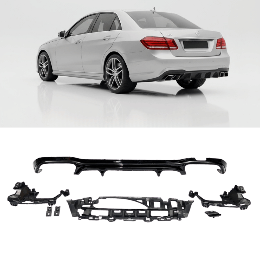 Sport - Heckdiffusor Schwarz Glanz - Passend für Mercedes E - Klasse W213 Limousine & S213 T - Modell 2016 - 2020 - CarWorlds GmbH