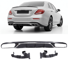 Laden Sie das Bild in den Galerie-Viewer, Sport - Heckdiffusor Schwarz Matt Chrom - Passend für Mercedes E - Klasse W213 Limousine &amp; S213 T - Modell 2016 - 2020 - CarWorlds GmbH