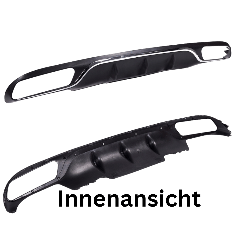 Sport - Heckdiffusor Schwarz Matt Chrom - Passend für Mercedes E - Klasse W213 Limousine & S213 T - Modell 2016 - 2020 - CarWorlds GmbH