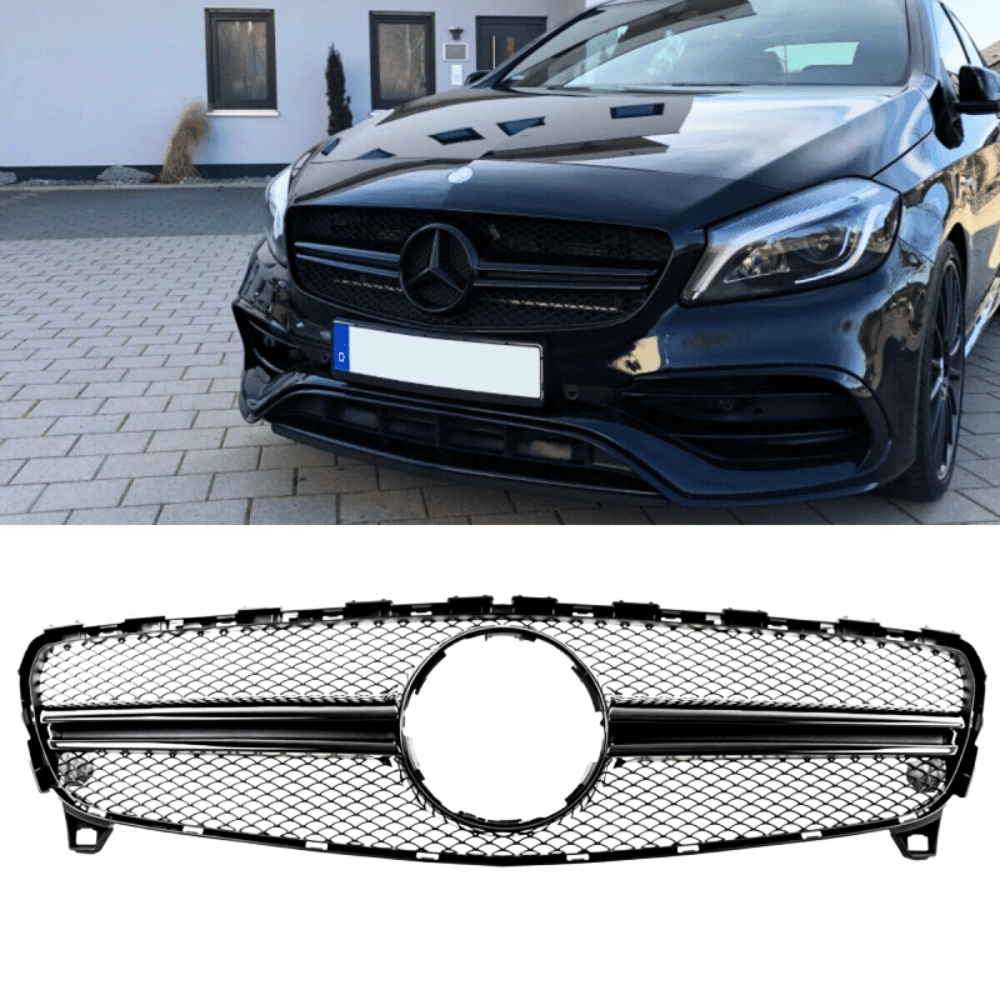 Sport Kühlergrill Schwarz Glanz - Passend für Mercedes A - Klasse W176 Facelift - CarWorlds GmbH