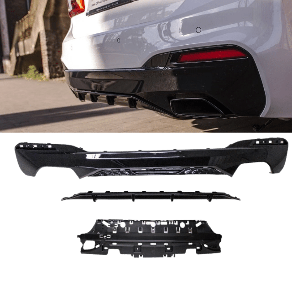 Sport - Performance Heckdiffusor Schwarz Glanz lackiert passt für BMW 5er G30 G31 M - Paket+ABE - CarWorlds GmbH