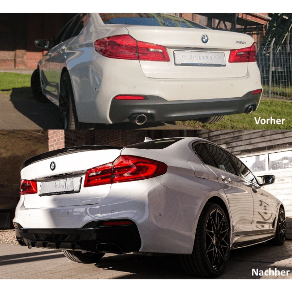Sport - Performance Heckdiffusor Schwarz Glanz lackiert passt für BMW 5er G30 G31 M - Paket+ABE - CarWorlds GmbH