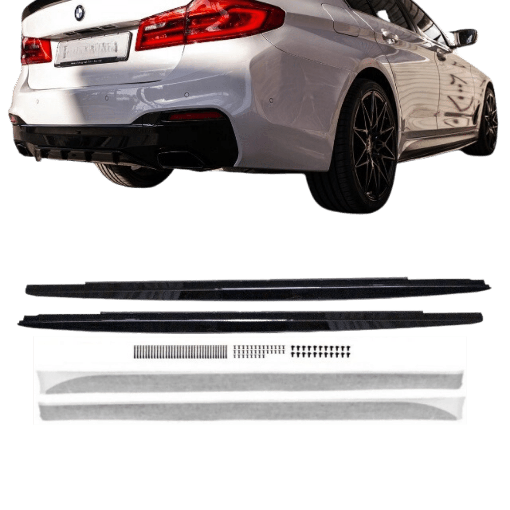 Sport - Performance Seitenschweller Schwarz glänzend lackiert +Folie Ansätze passt für BMW G30 G31 M - Paket mit ABE - CarWorlds GmbH