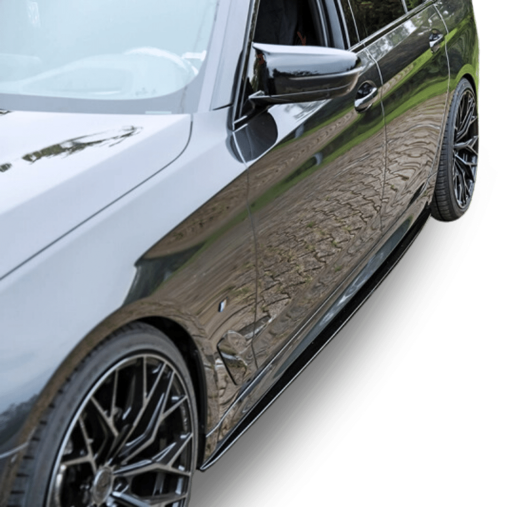 Sport - Performance Seitenschweller Schwarz glänzend lackiert +Folie Ansätze passt für BMW G30 G31 M - Paket mit ABE - CarWorlds GmbH