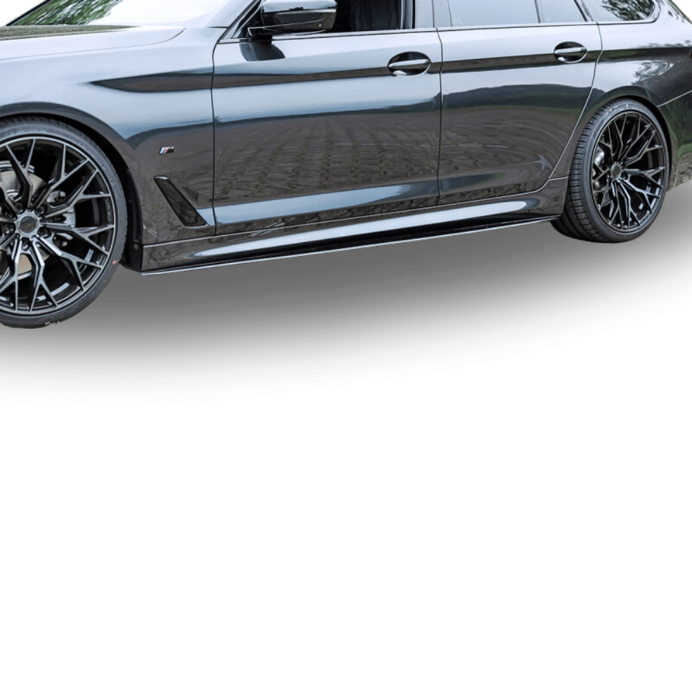 Sport - Performance Seitenschweller Schwarz glänzend lackiert +Folie Ansätze passt für BMW G30 G31 M - Paket mit ABE - CarWorlds GmbH